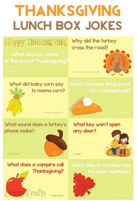 School Lunch Ideas Thanksgiving Jokes Cutesy Crafts Thanksgiving