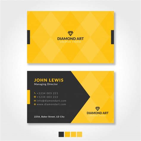Premium Vector Creative Business Card With Diamond Yellow And Black