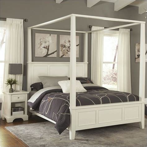 Bowery Hill 2 Piece Queen Canopy Bedroom Set In White Bh 449821 266898