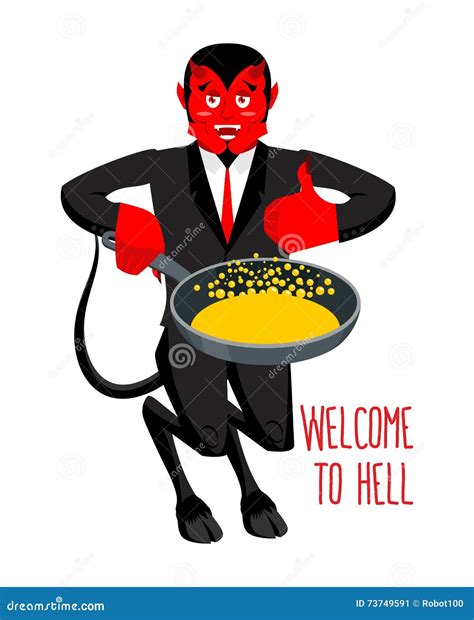Welcome To Hell. Heated Frying Pan With Boiling Oil. Hands Of De