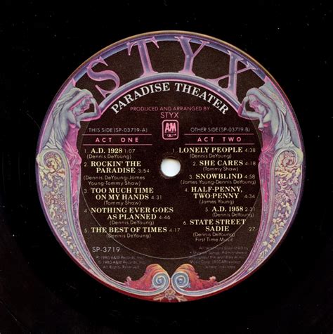 Styx ‎vinyl Paradise Theatre 1981 Vintage Collectibles Concert Poster