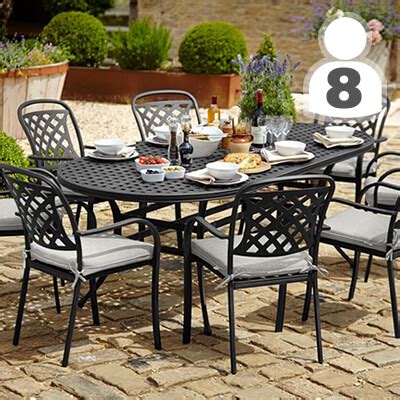 York 6 chair round dining set. Cast Aluminium Garden Furniture