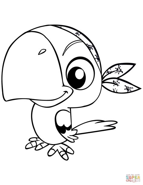 Pirate parrot coloring pages are a fun way for kids of all ages to develop creativity, focus, motor skills and color recognition. Cute Pirate Parrot coloring page | Free Printable Coloring ...