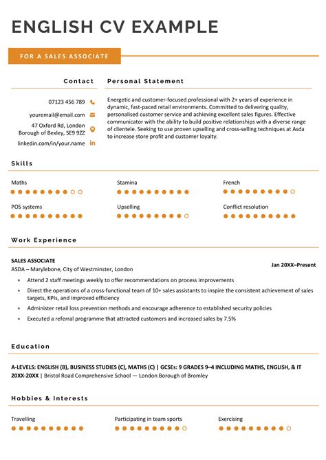 How To Write An English Cv Examples And Free Template