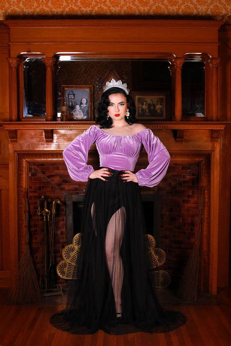 swann long sleeve peasant top in lavender stretch velvet pinup couture in 2021 long sleeve
