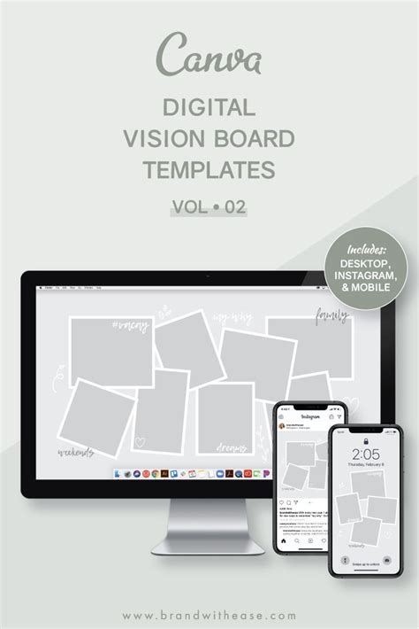 digital vision boards canva templates phone wallpaper etsy   digital vision board