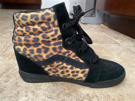 Vans Sk8 Hi Top Leopard Cheetah Wedge Shoes Sneakers Etsy
