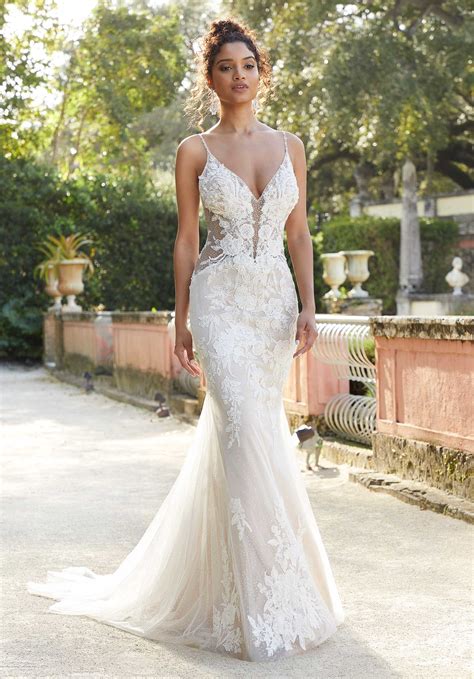 Exquisite Deep V Neck Wedding Dresses For Women A Line Appliques