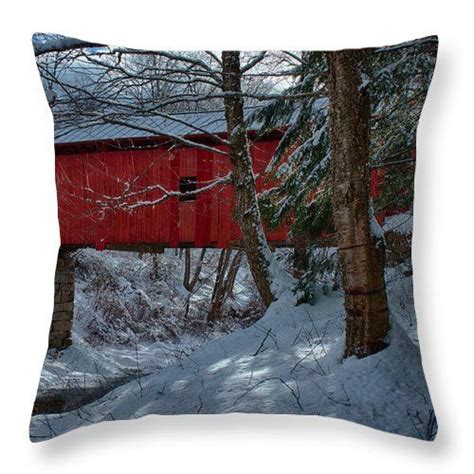 Vermont Covered Bridge Winter Afternoon Throw Pillow By Jeff Folger