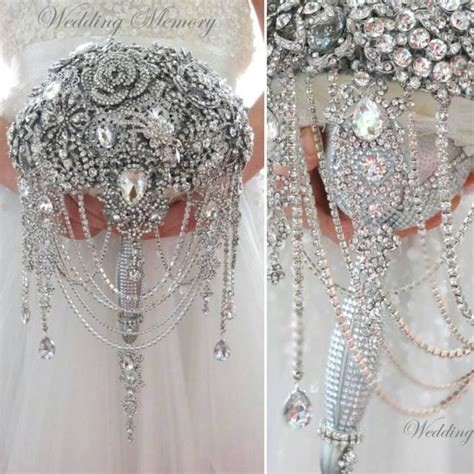 Luxury Full Jeweled Silver Brooch Bouquet By Memorywedding Wedding