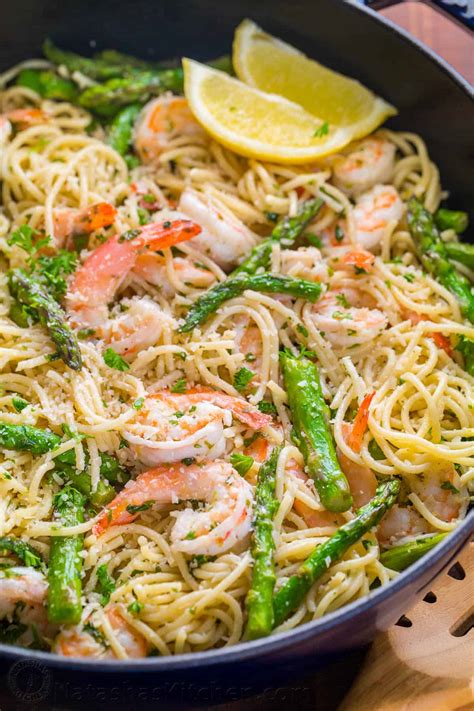 Shrimp Scampi Pasta With Asparagus Video