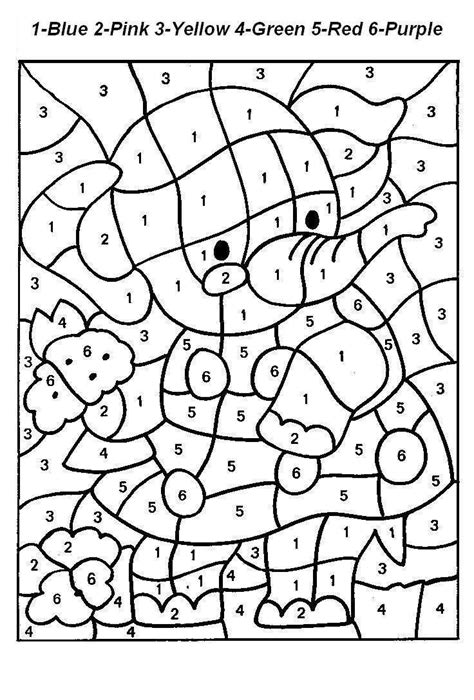 Elephant Free Printable Color By Number Sheet Az Coloring Pages