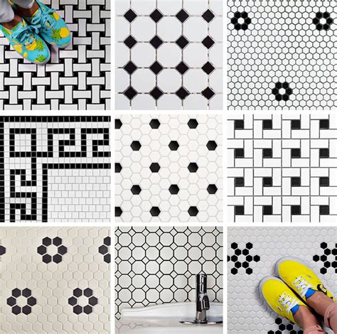 White, blue, and gray mosaic floor tiles are fitted in a long bathroom and lead to a seamless glass shower boasting a marble threshold, marble mosaic floor. Our Favorite Vintage Mosaic Floor Tiles for Bathrooms ...