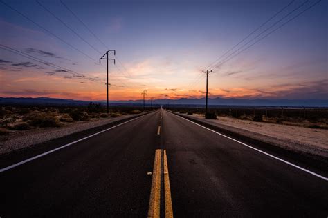 Concrete Road Road Sunset Desert Clouds Hd Wallpaper