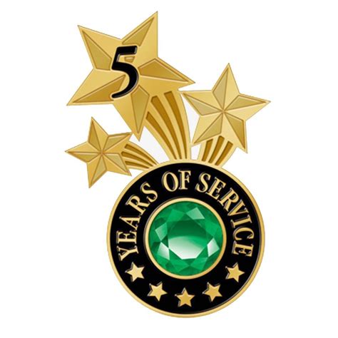 5 Years Of Service Triple Star Lapel Pin With Jewel Box Positive