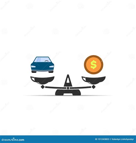 Weight Icon Car And Money On Scales Car Sale Concept Stock