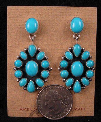 Navajo Turquoise Cluster Dangle Earrings Geneva Apachito