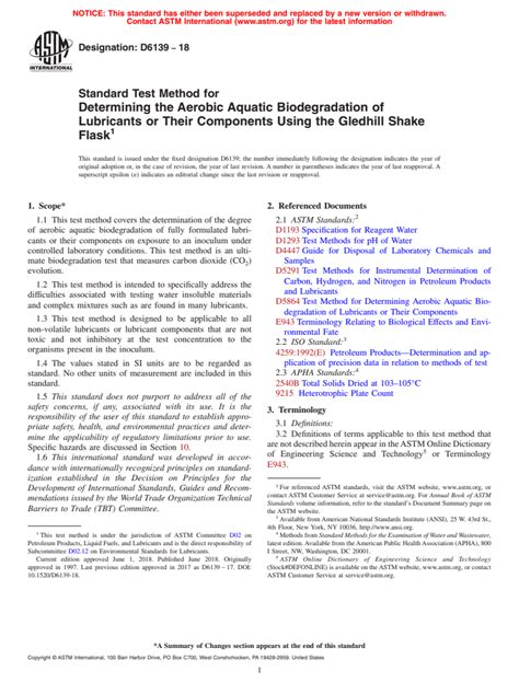 Astm D Standard Test Method For Determining The Aerobic Aquatic Biodegradation Of