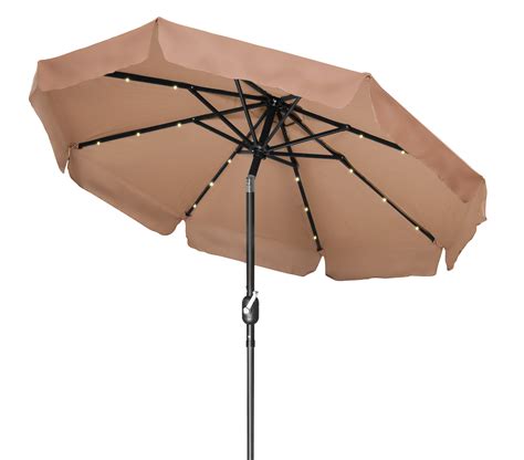 Deluxe Solar Powered LED Lighted Patio Umbrella With Scalloped Edge Top By Trademark