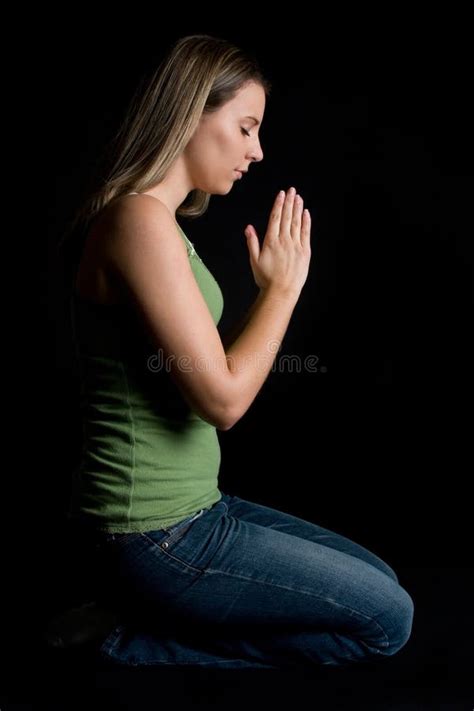 Business Woman Kneeling And Praying Stock Image Image Of