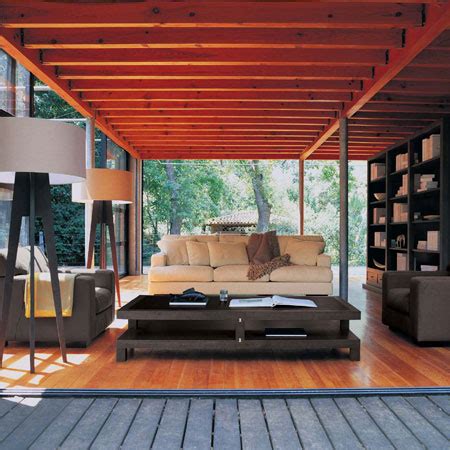 In the photo above the light color of the walls breaks up the wood paneling on the ceiling and floors, and the light gray stone on the fireplace creates an interesting focal point.many people with modern. Ceiling Designs