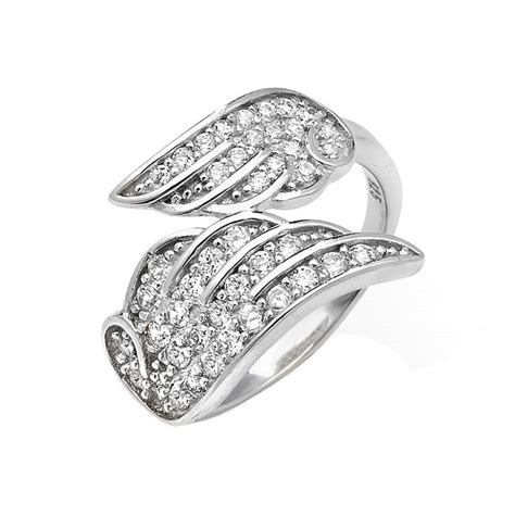 Silver Angels Embrace Wings Ring Bijou Jewellery