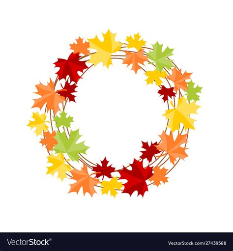 Autumn Leaves Circle Frame Royalty Free Vector Image