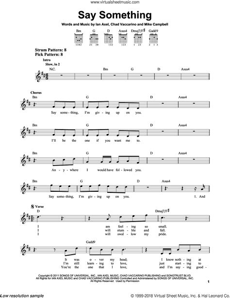 World Say Something Sheet Music Easy For Guitar Solo