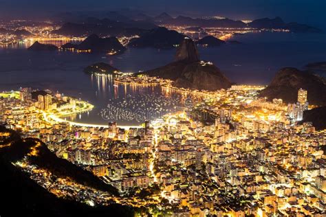 Rio De Janeiro City View At Night Stock Photo Image Of Lights Latin
