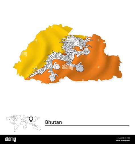 La Carte Du Bhoutan Avec Drapeau Vector Illustration Image