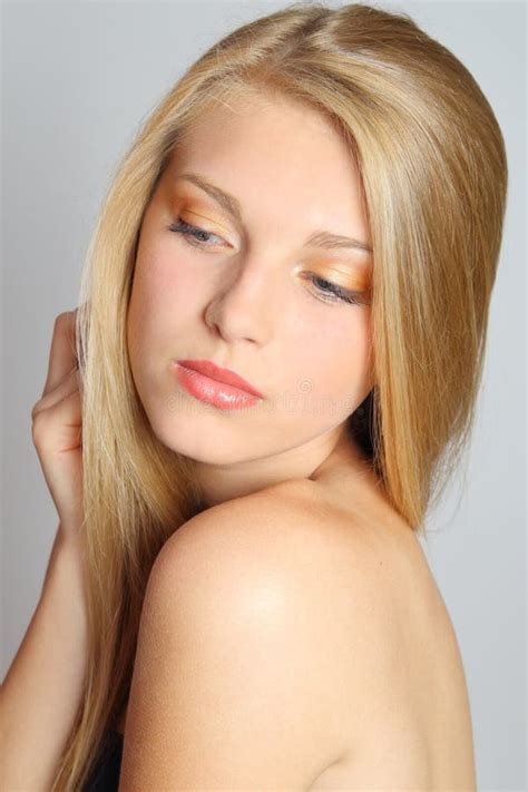 beautiful woman with smooth gloss long hair stock image image of coloring blond 50761623