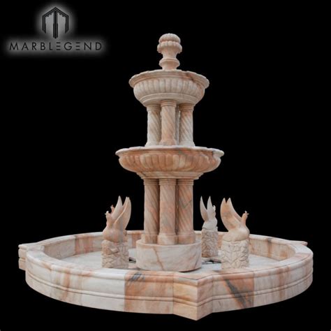 Custom Hand Carved Statue Marble Water Fountain With Column Marble