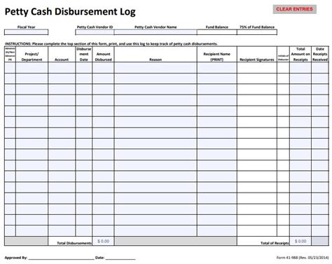 Free Petty Cash Log Templates And Forms Excel Word Pdf Templatedata