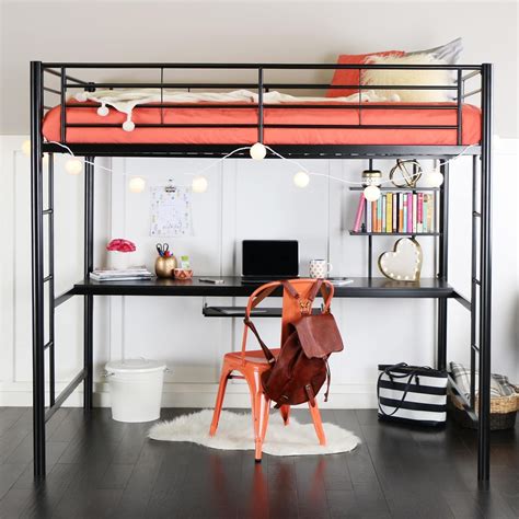 Full Metal Black Loft Bed With Desk Full Metal Black Loft Bed With Work Space Futon Bunk Bed