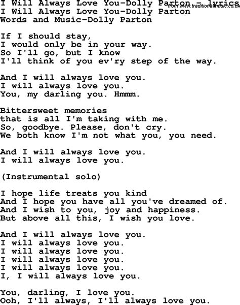 Love Song Lyrics Fori Will Always Love You Dolly Parton