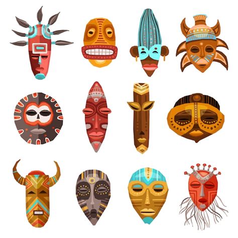 Premium Vector Tribal Mask Ethnic Seamless Pattern Illustration