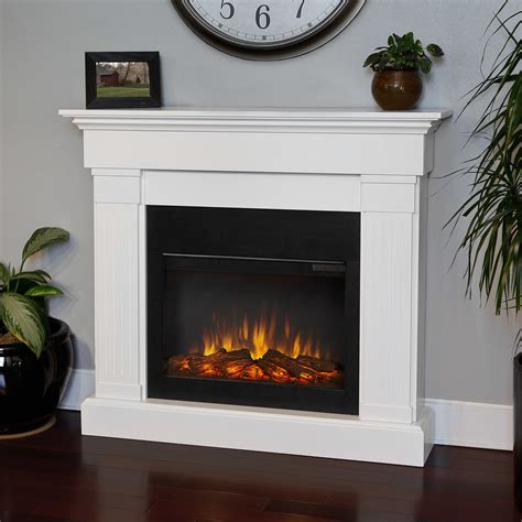 Real Flame Crawford Slim Electric Fireplace White White White