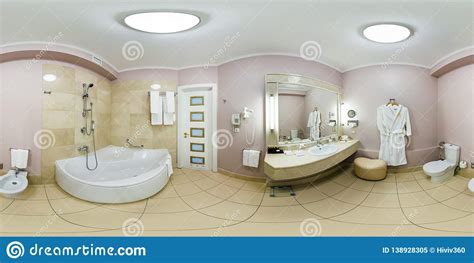 Minsk Belarus July 14 2016 Panorama In Interior White Bathroom