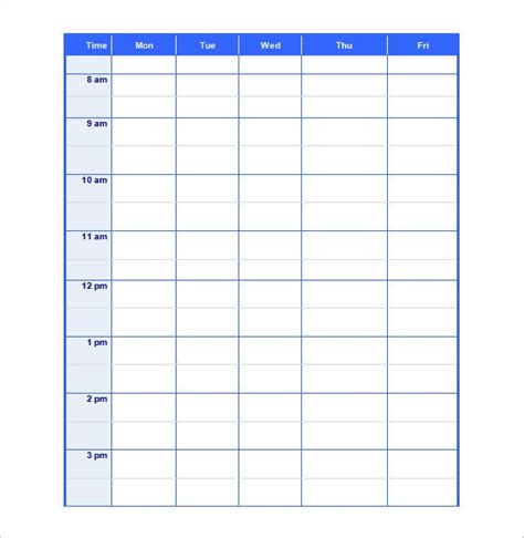 Blank Schedule Templates 11 Free Word Excel And Pdf Formats Samples