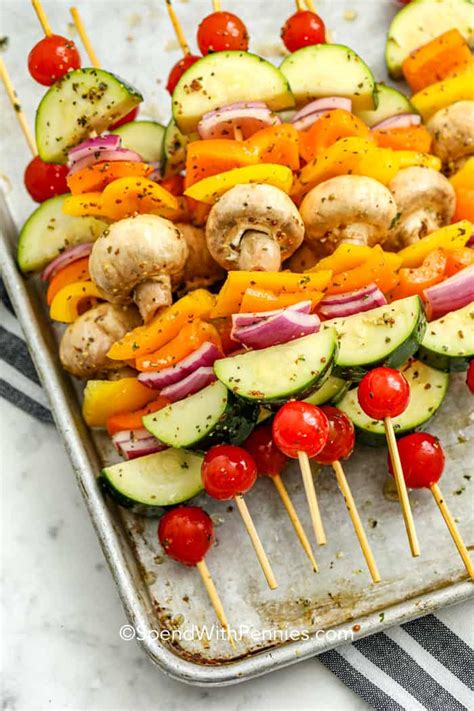 Cover and chill in the fridge for at least 30 minutes, preferably several hours or even overnight. Grilled Marinated Vegetable Kabobs - Spend With Pennies ...