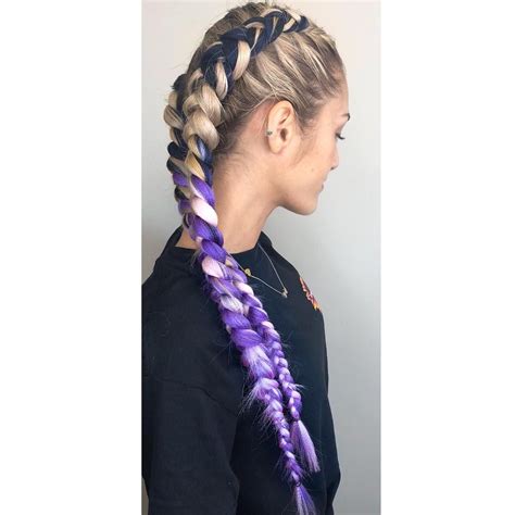 French Braid Synthetic Hair Extensions Purple French Braid Extensions Braids With Extensions