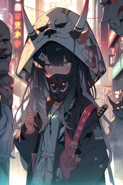 Premium Ai Image Anime Girl In A Mask