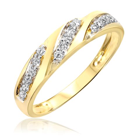 Unique diamond engagement ring valentia, with nesting diamond wedding ring side band romi , made in yellow gold. 1/4 Carat T.W. Diamond Women's Wedding Ring 14K Yellow ...