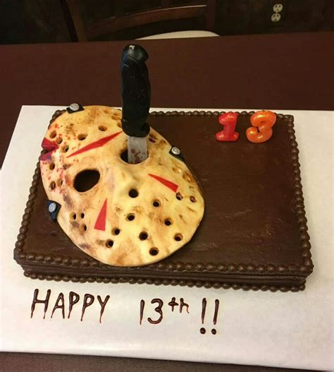 Friday The 13th Birthday Cake - Jason Voorhees Friday The 13Th Mask Birthday Cake - CakeCentral.com