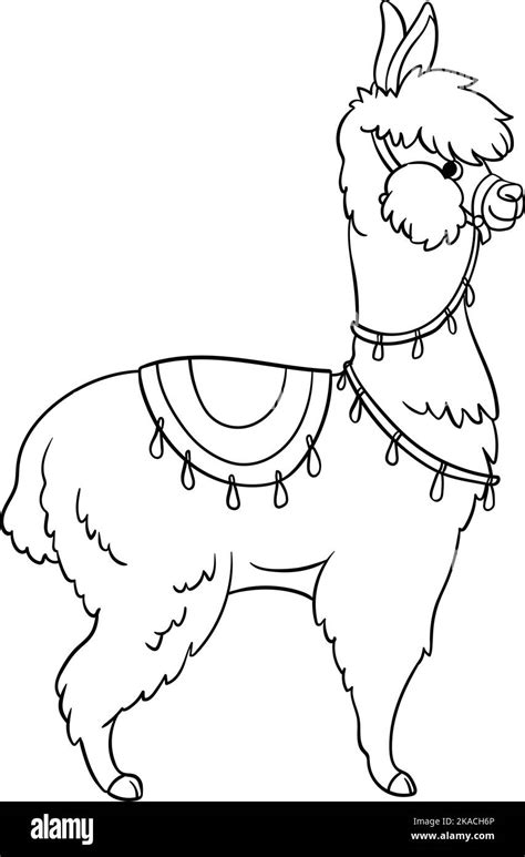 Llama Isolated Coloring Page For Kids Stock Vector Image And Art Alamy