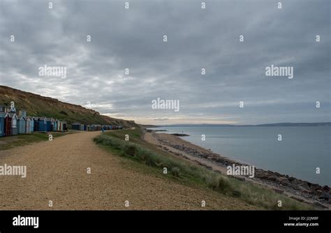 Beach Huts In Barton On Sea In The Uk Stock Photo Alamy