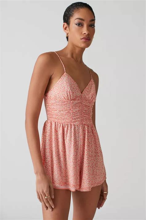 Uo Vic Ditsy Mesh Romper Urban Outfitters