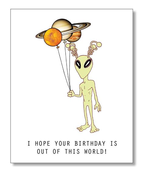 Alien Birthday Card Awesome Funny Happy Birthday Card Outer Etsy