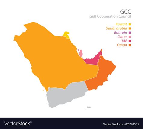 Map Gulf Cooperation Councilgccs Royalty Free Vector Image