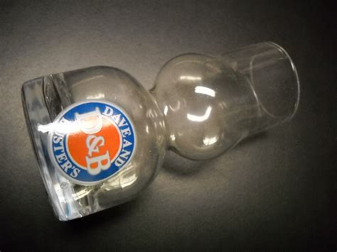 Dave And Busters Double Bubble Shot Glass Clear Glass With Orange Blue